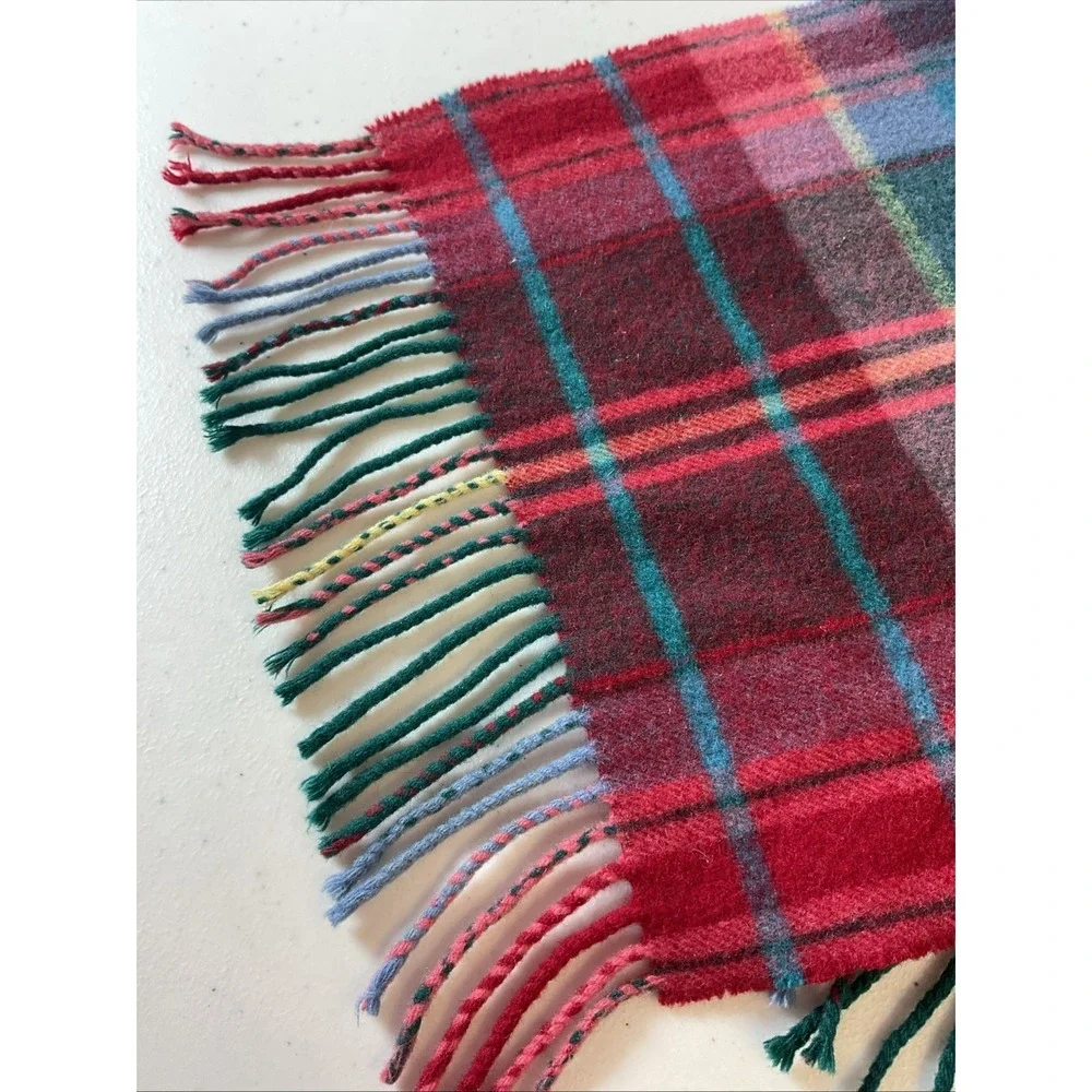 Vintage Polo Ralph Lauren Scarf Wool Blue Plaid Tartan Scotland Pony Rare‎ Color